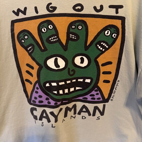 Vintage Keith Haring "Wig Out" Cayman Islands Tee-Shirt Men's Gray Size XL - Picture 2 of 6
